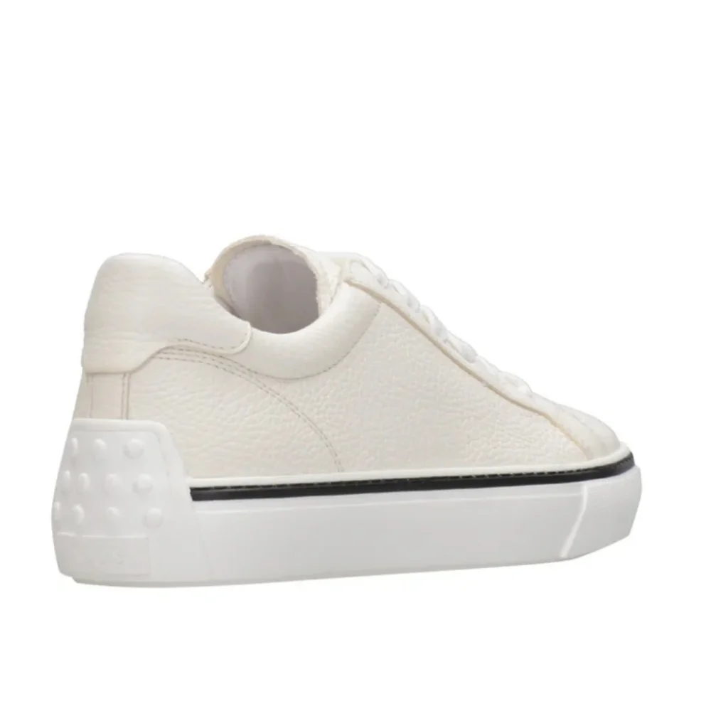Tod's Cream Leather Low-Top Sneakers with Black Stripe